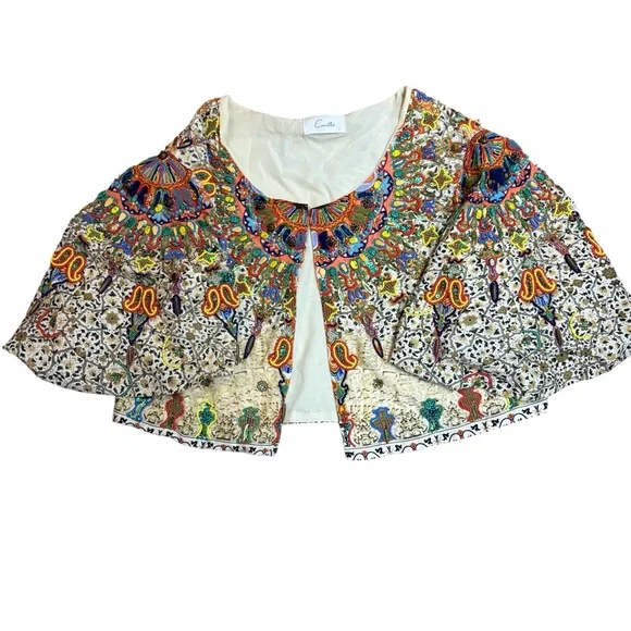 Camilla Multicolor Embroidered Cape/Shawl - Picture 1 of 5